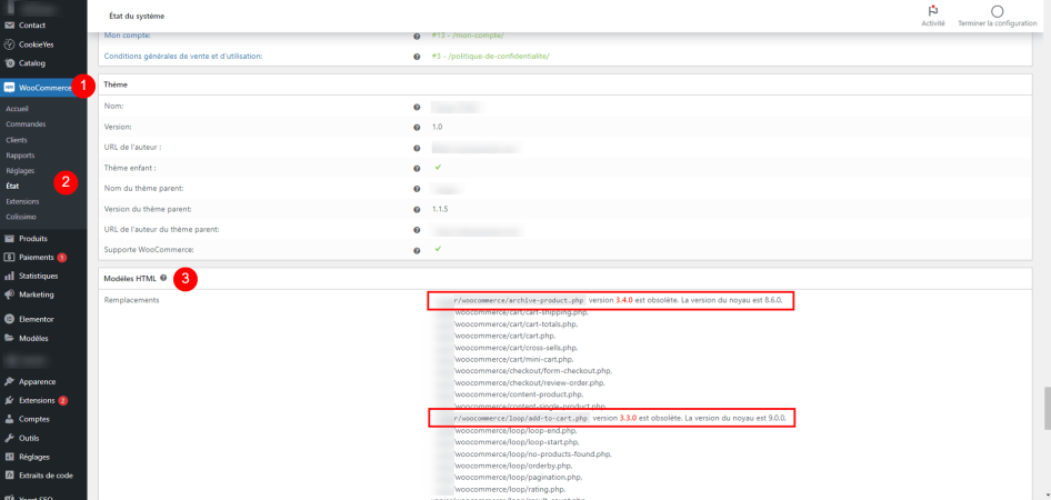 Vérifier le statut du modèle de WooCommerce Vérifier le statut du modèle de WooCommerce